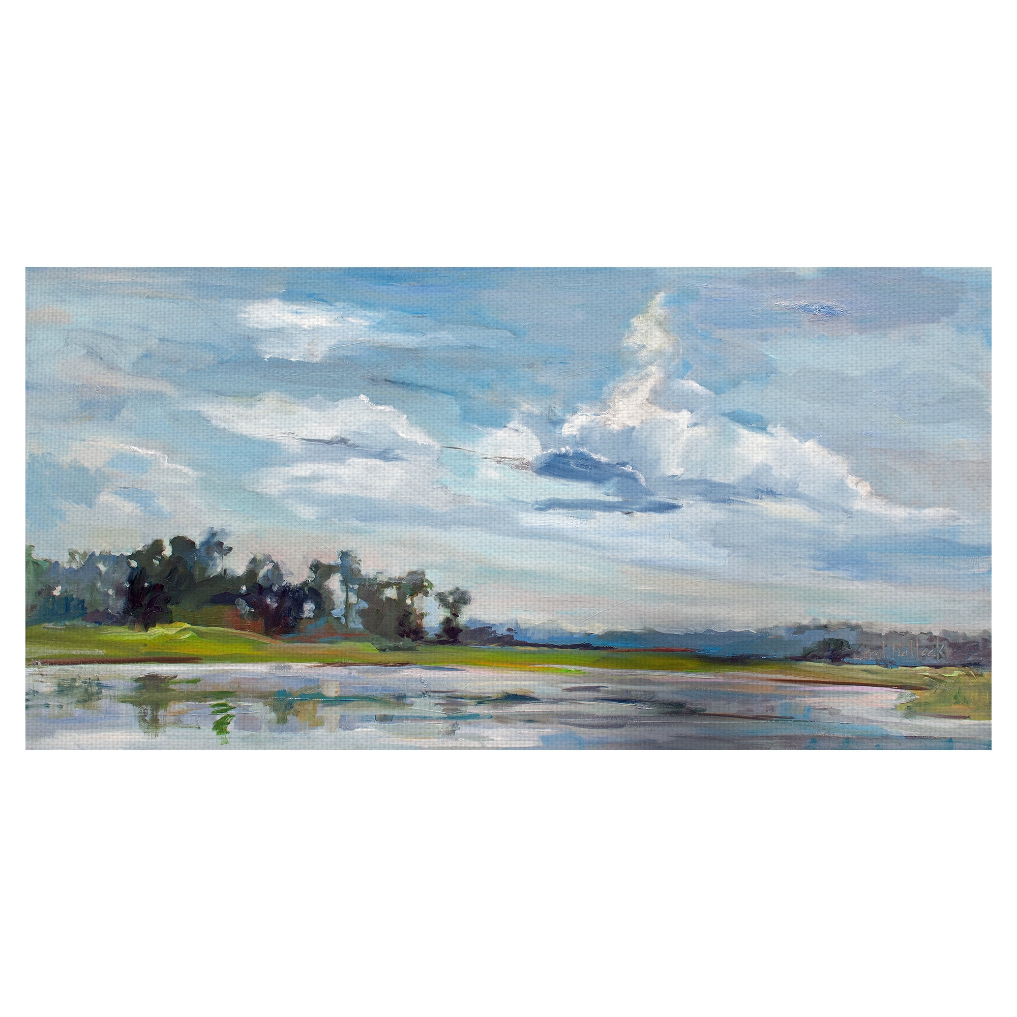 Masterpiece Art Gallery Tree Reflections Landscape By Carol Hallock Canvas Art Print 27" x 54"