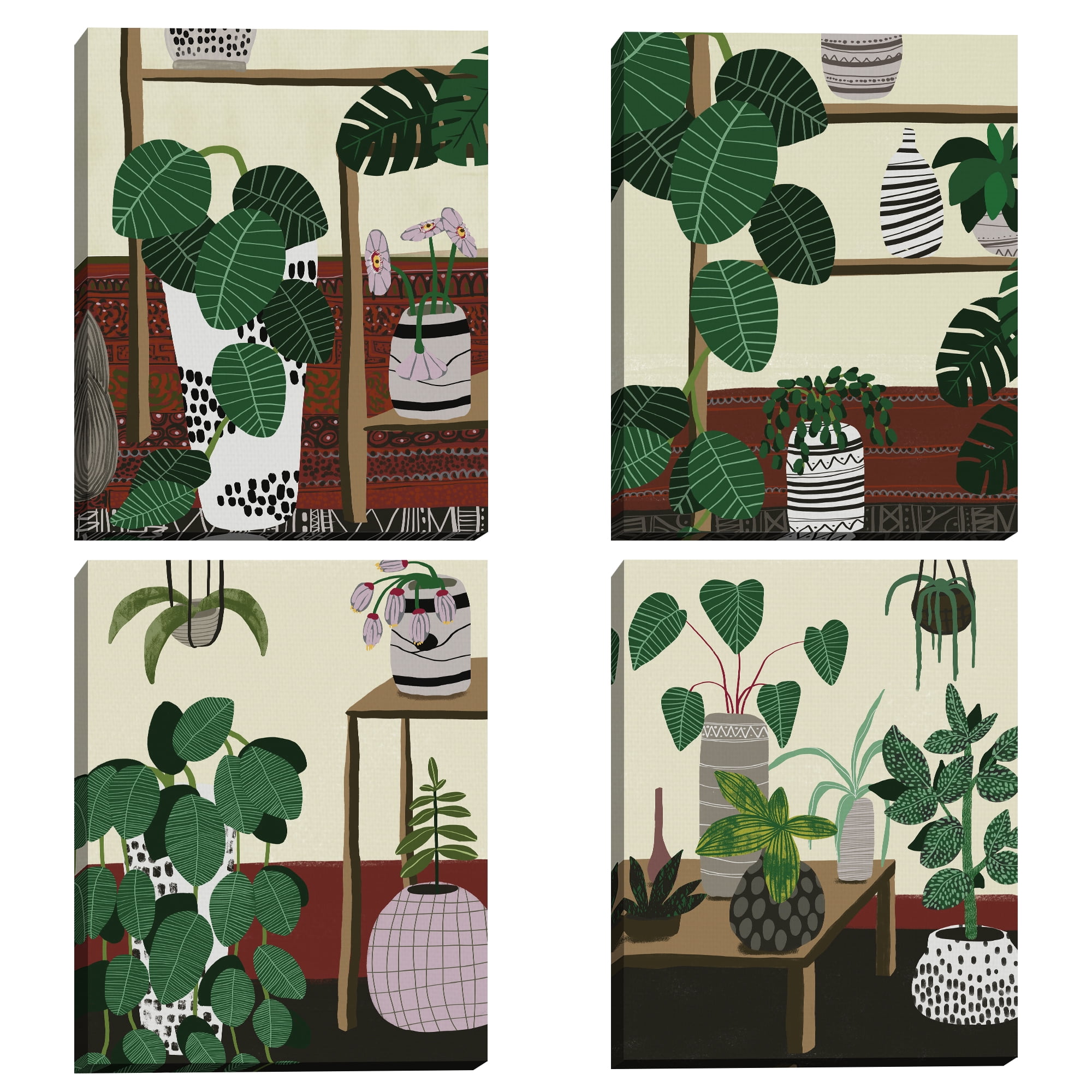 Masterpiece Art Gallery Tribal Pots I, II, III, IV by Belle Maison Canvas Art Print