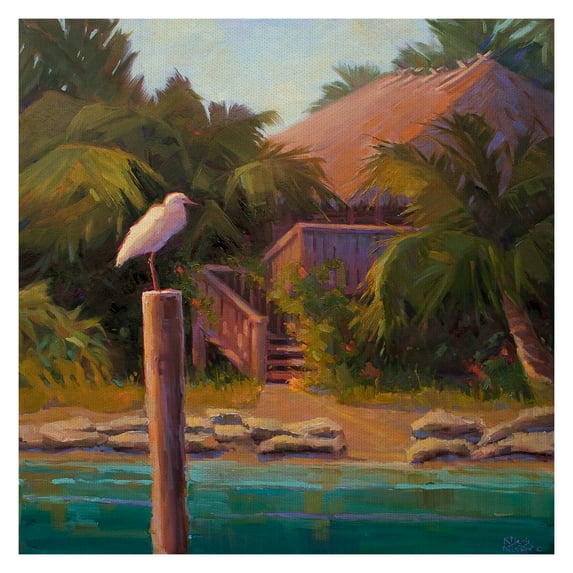 Masterpiece Art Gallery Tropical Bird Morning Lookout by Kathleen Denis Canvas Art Print 24" x 24"