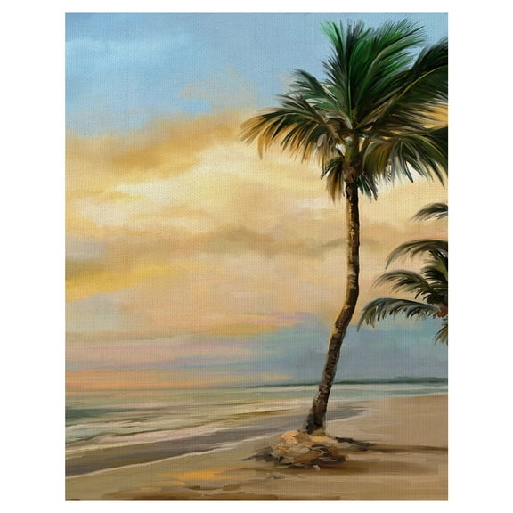 Masterpiece Art Gallery Tropical Dawn Crop Palm By Studio Arts Canvas Art Print 22" x 28"