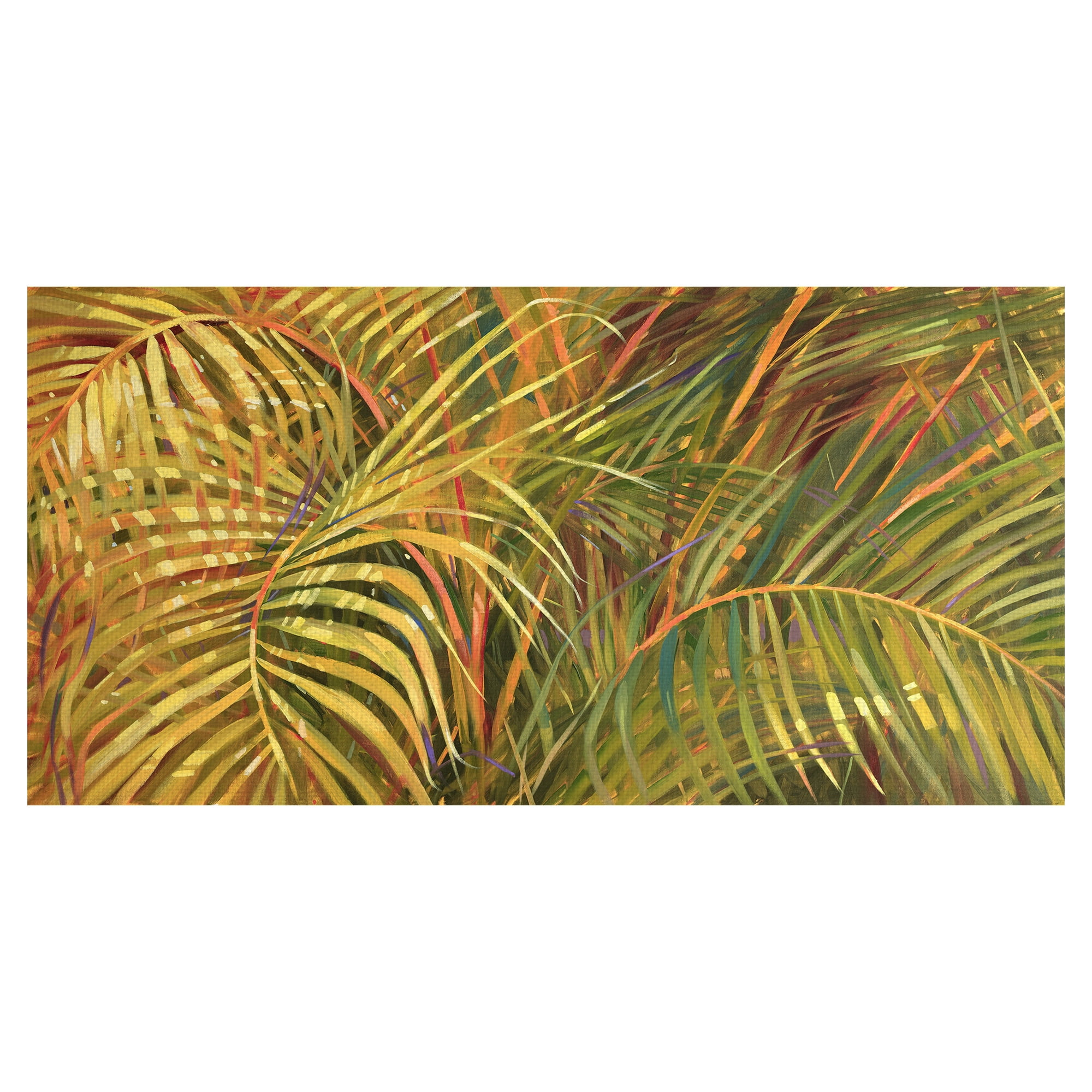 Masterpiece Art Gallery Tropical Leaves Light by Darrell Hill Canvas Art Print 17" x 34"