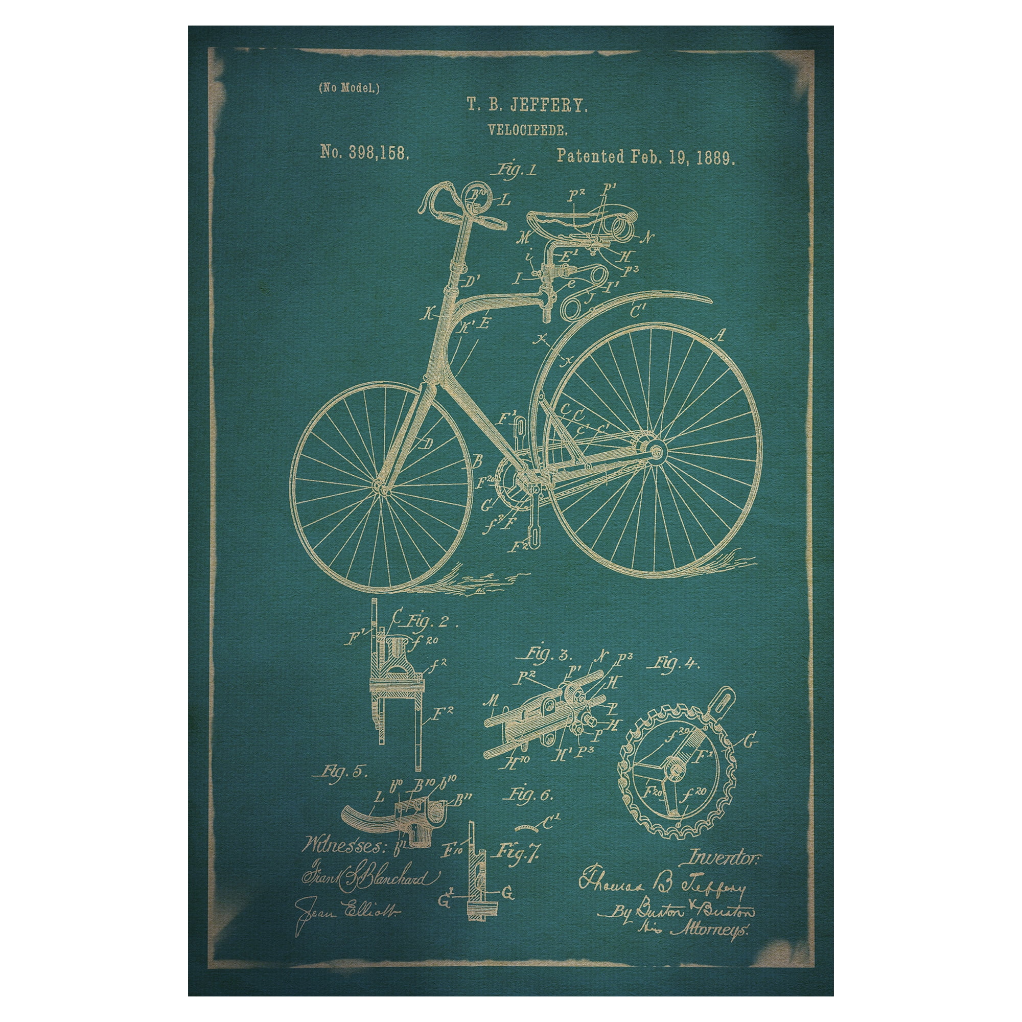Masterpiece Art Gallery Velocipede I Schematic By GI ArtLab Canvas Art Print 24" x 36"