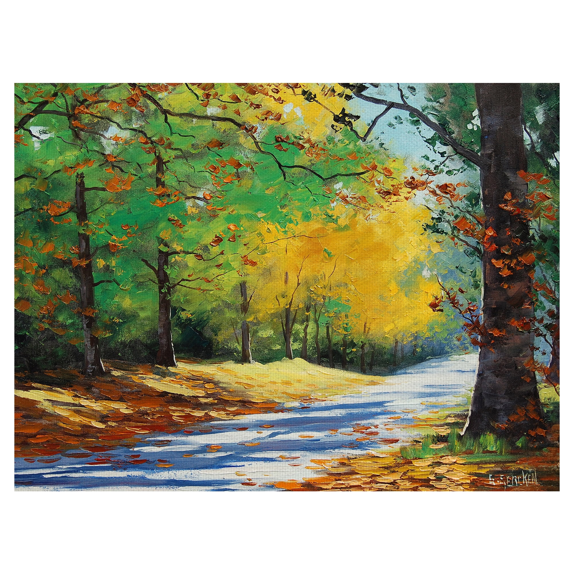 Masterpiece Art Gallery Vibrant Autumn Forest By Graham Gercken Canvas Art Print 30" x 40"