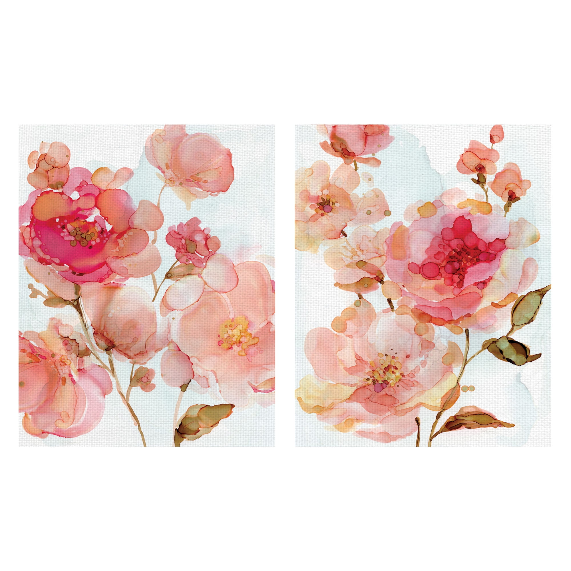 Masterpiece Art Gallery Vivid Peonies, Roses By Carol Robinson Canvas Art Print Set of 2 11" x 14"
