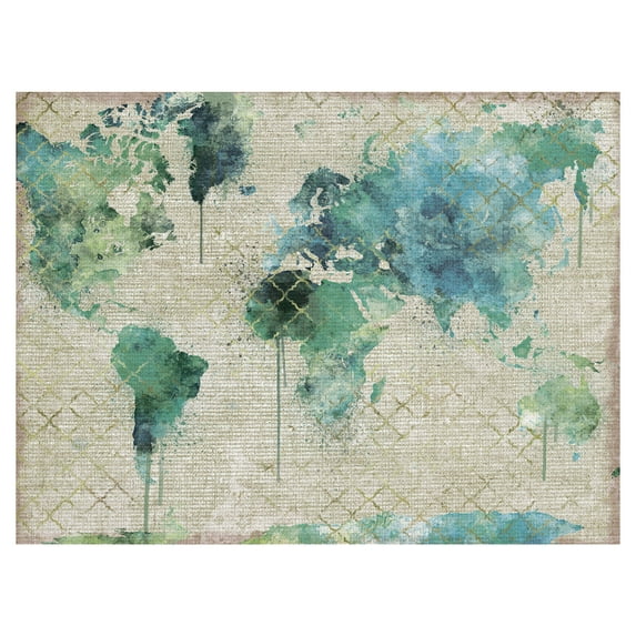 Masterpiece Art Gallery Watercolor World Map by Willowbrook Fine Art Canvas Art Print 30" x 40"