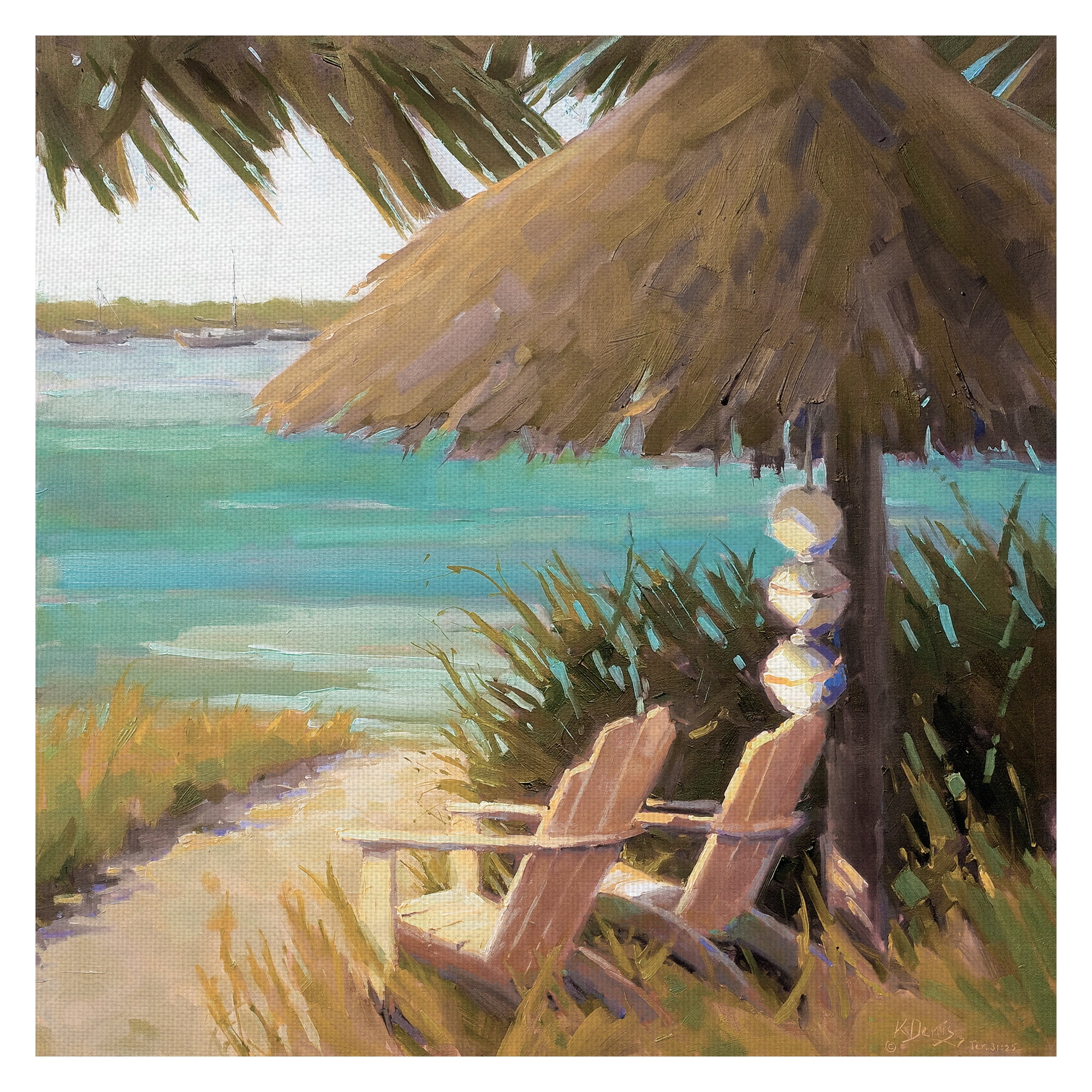 Masterpiece Art Gallery Waterfront Beach View Bright by Kathleen Denis Canvas Art Print30" x 30"