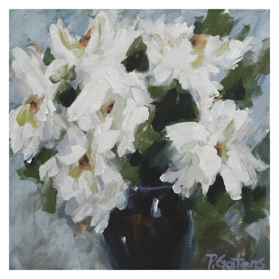 Masterpiece Art Gallery White Peony Bouquet Soft By Pamela Gatens Canvas Art Print 24" x 24"