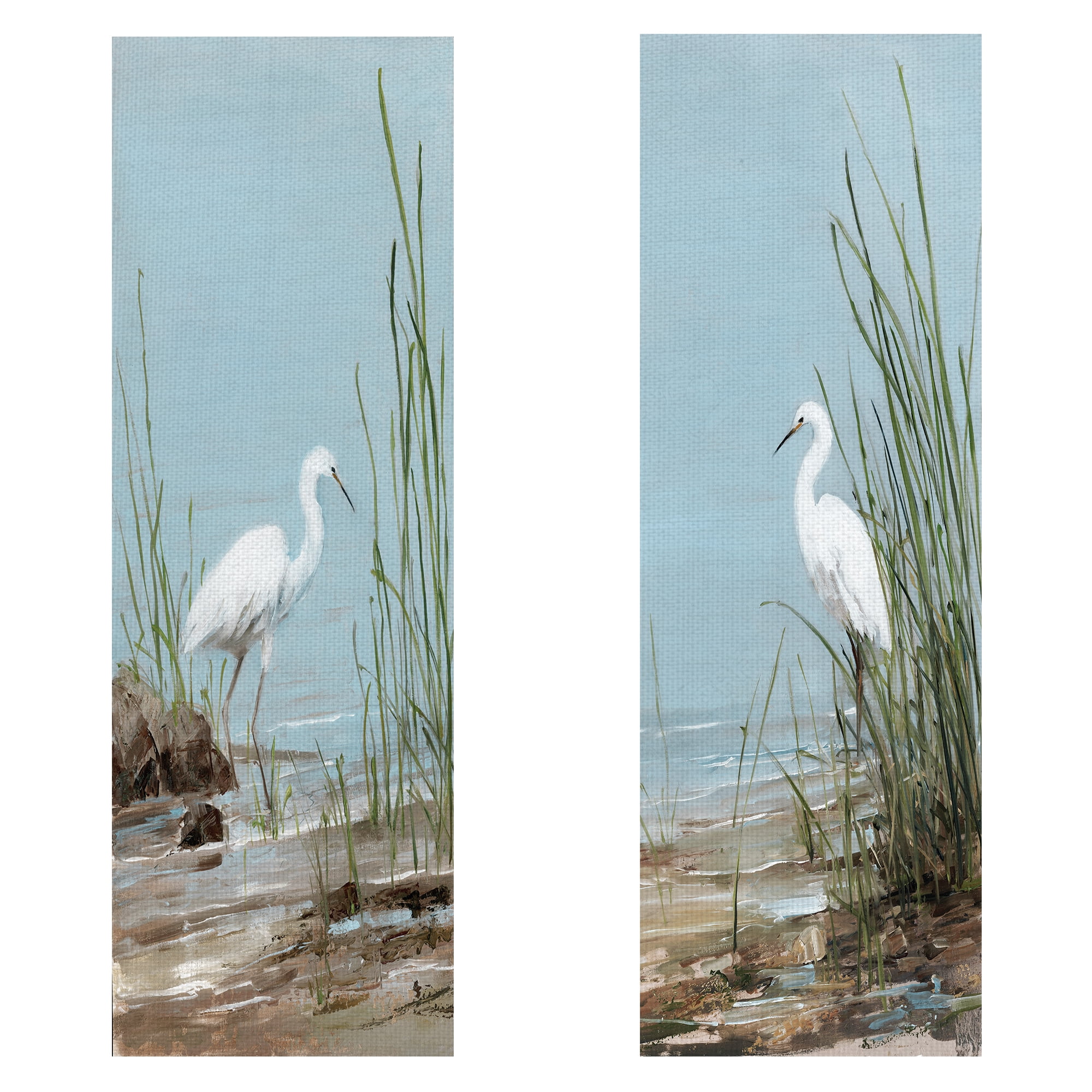 White Shorebird Canvas Art Set for Kids, 12" x 36"