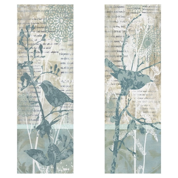 Masterpiece Art Gallery Winter Birds I & II by Carol Robinson Canvas Art Print Set of 2 (12" x 36")