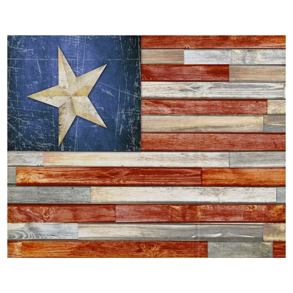 Masterpiece Art Gallery Wooden American Flag by Lynnea Washburn Canvas Art Print 22" x 28"