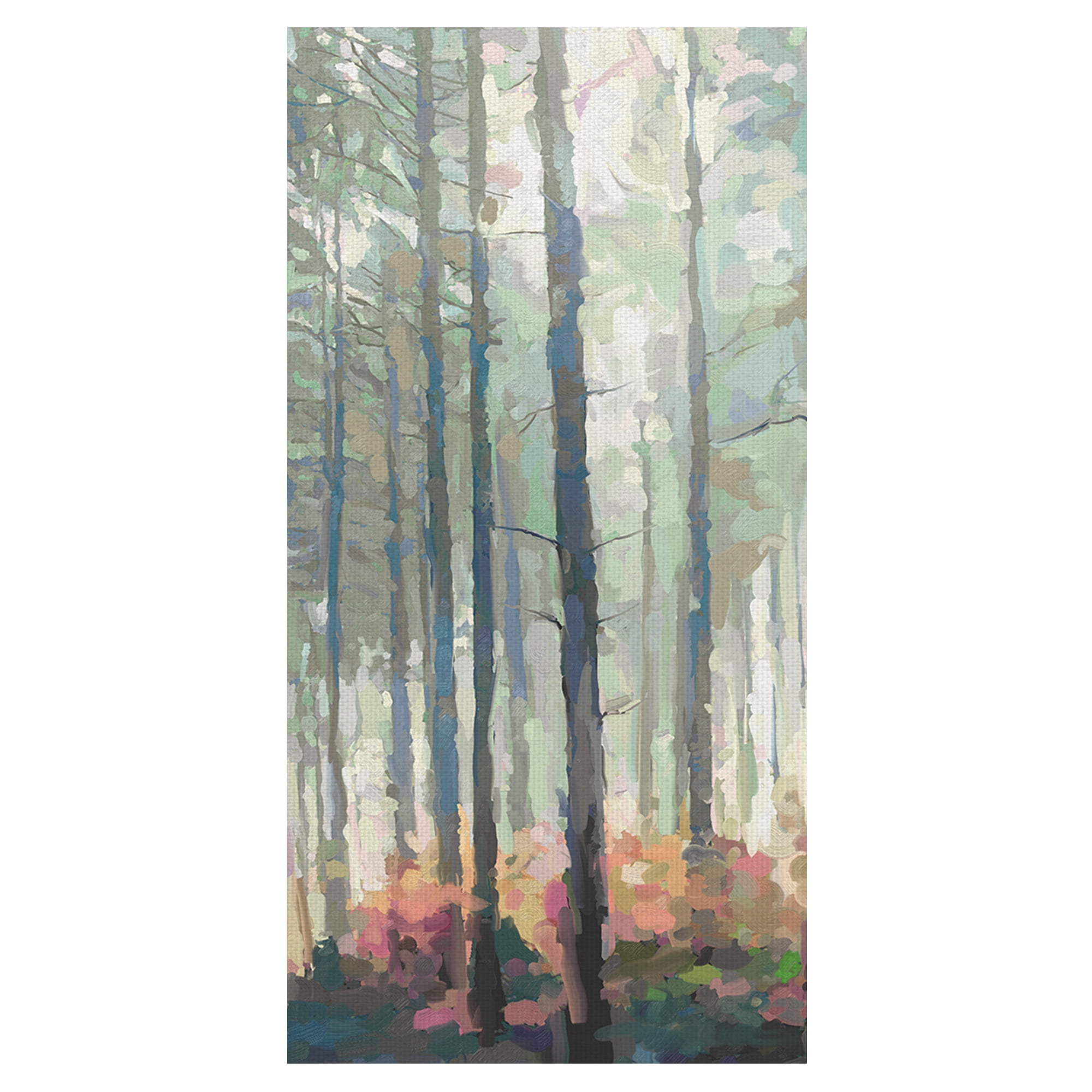 Masterpiece Art Gallery Woodland Journey Panel I Tall Forest Trees By Studio Arts Canvas Art Print 17" x 34"