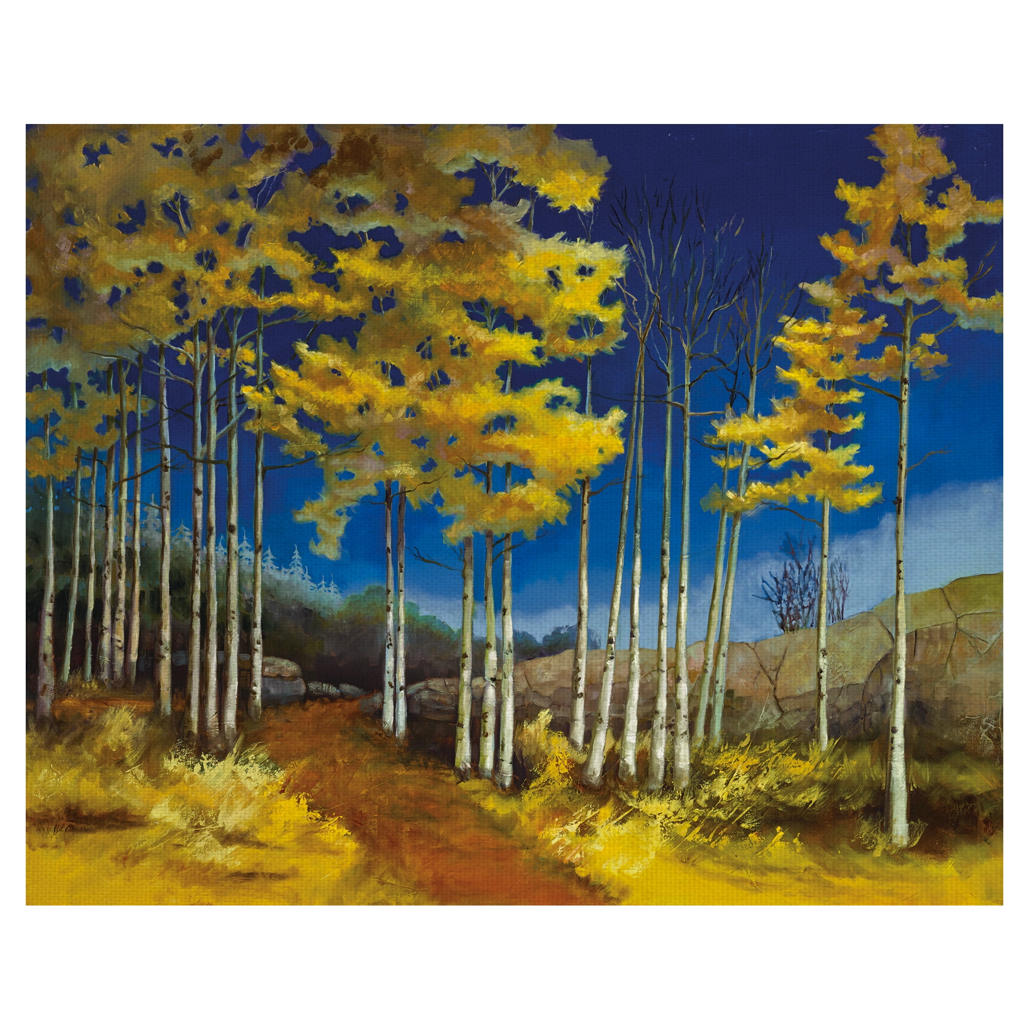 Masterpiece Art Gallery Yellow Aspen Forest By Sue Darius Canvas Art Print 22" x 28"