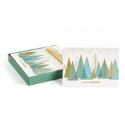 Masterpiece Gilded Greenery Gold Foil Christmas Card Set / 16 Boxed Holiday Cards With Coordinating Red Envelopes / 4" x 6" Folded Greeting Cards With Inside Verse