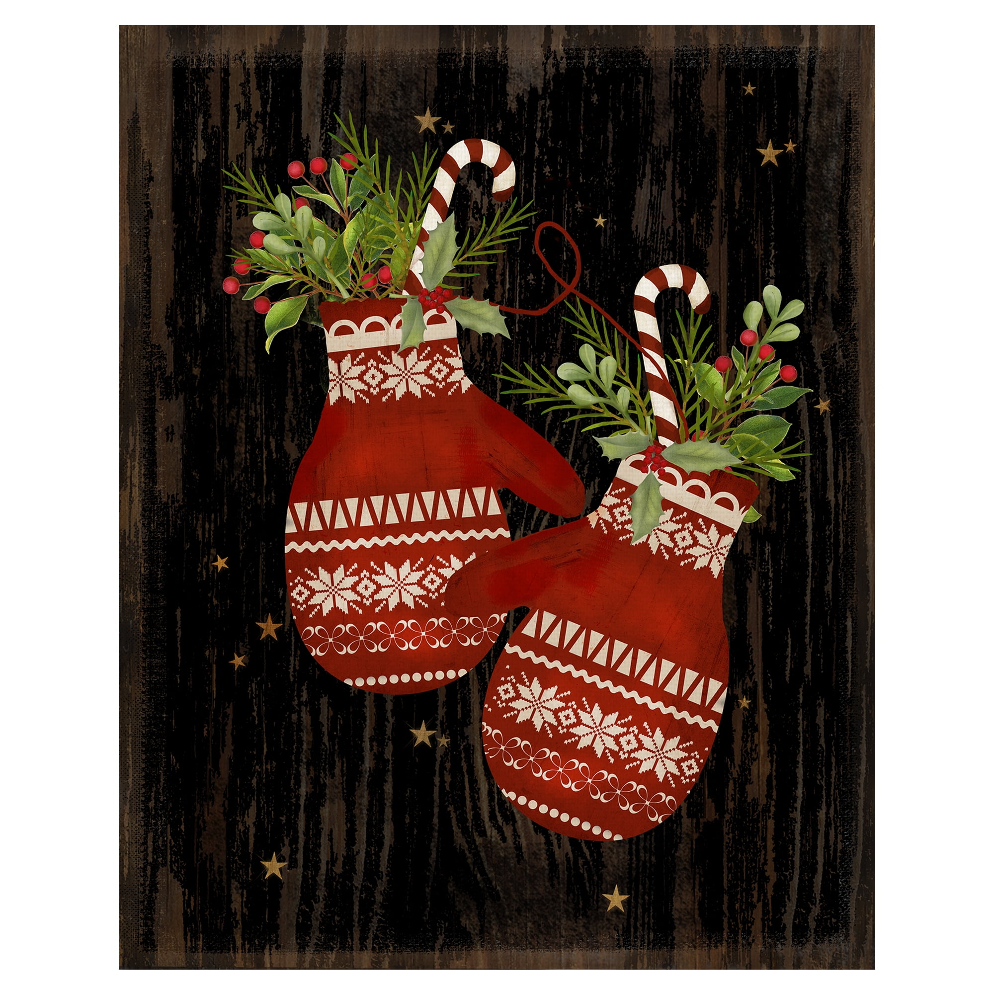 Masterpiece Floral Mittens by Beth Albert Christmas Canvas Art Print