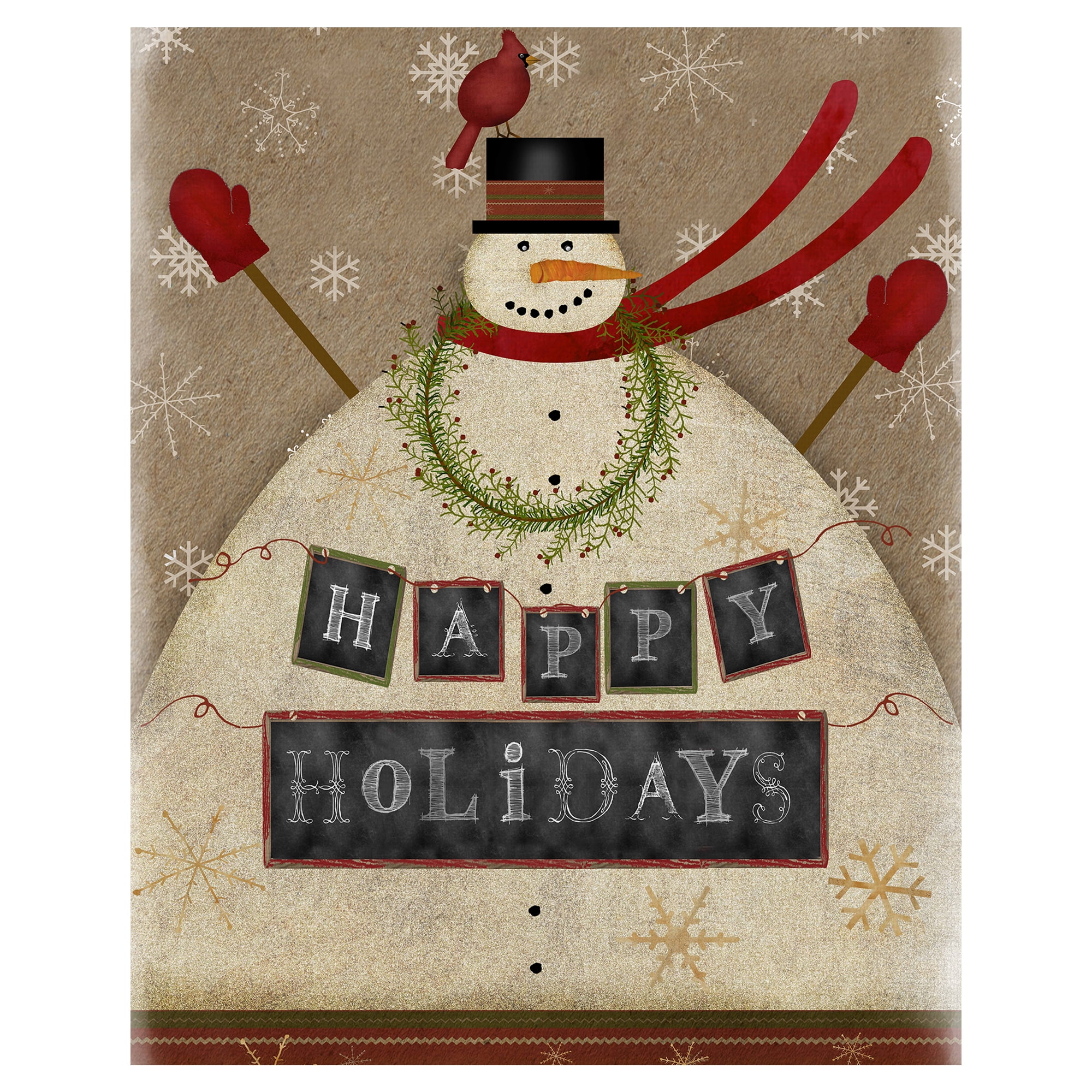 Masterpiece Happy Holidays Snowman by Beth Albert Holiday Canvas Art Print