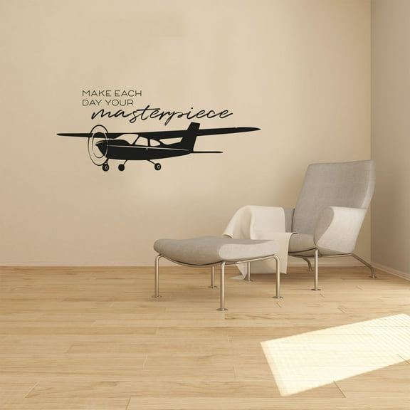 Masterpiece Life Quote Airplane Air Plane Jet Helicopter Wall Sticker Art Decal for Girls Boys Kids Room Bedroom Nursery House Fun Home Decor Stickers Wall Art Vinyl Decoration Size (24x40 inch)