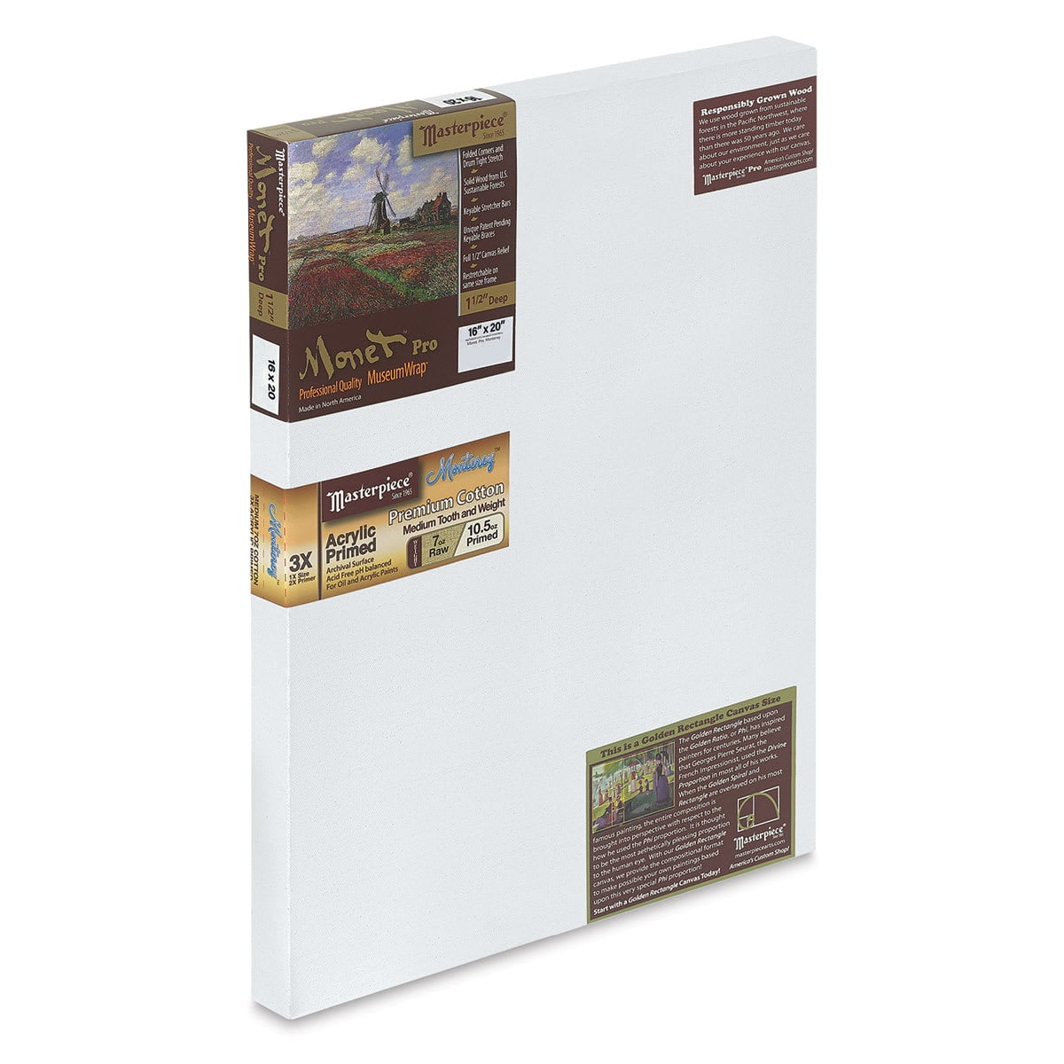 Masterpiece Monet Pro Monterey Cotton Canvas - 16" x 20", 1-1/2" Profile