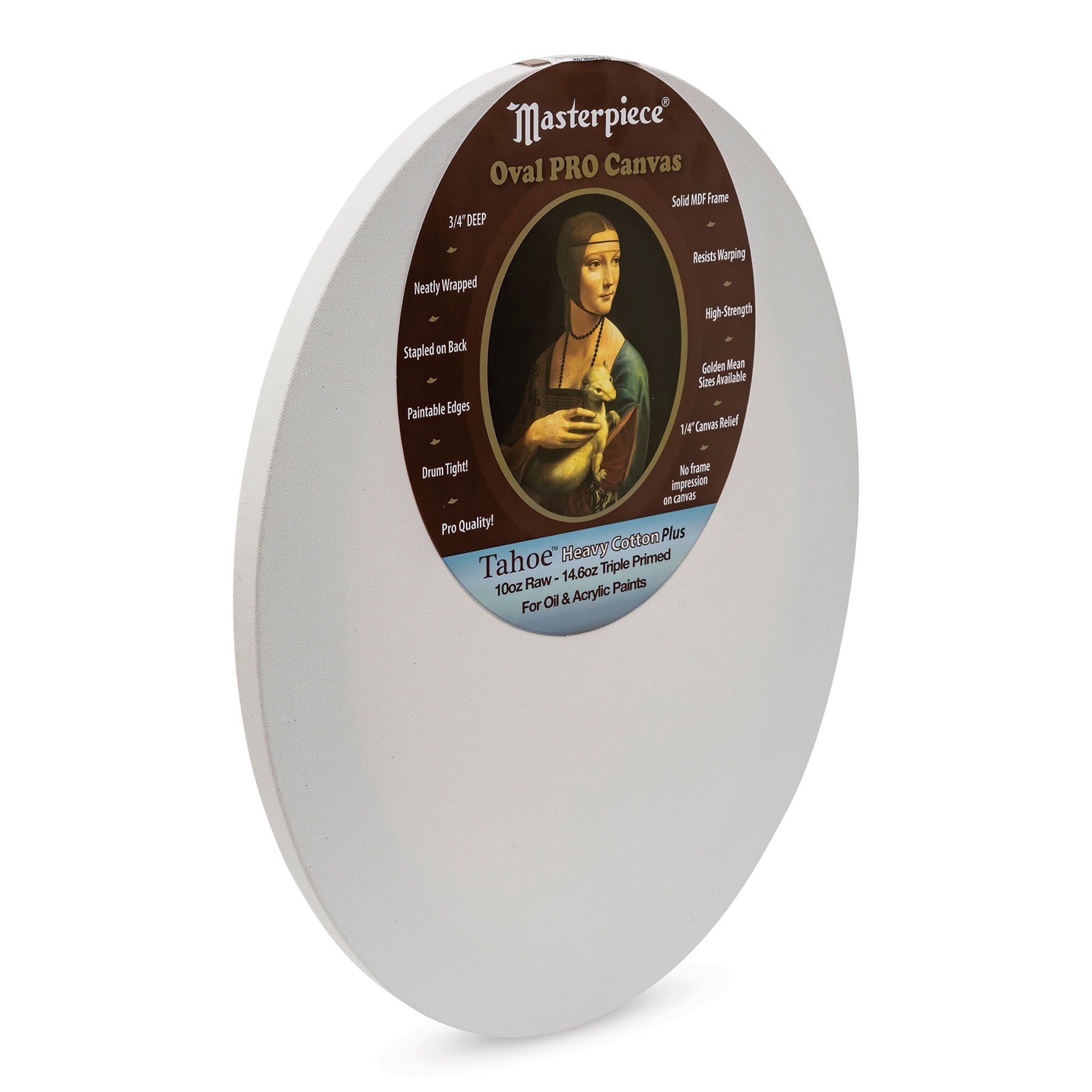 Masterpiece Pro Stretched Oval Canvas - 12" x 16", 3/4" Profile