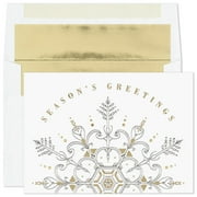 Masterpiece Studios 15-Count Boxed Christmas Cards with Foil-Lined Envelopes, 5.6" x 7.8" Silver and Gold Snowflake (964900)