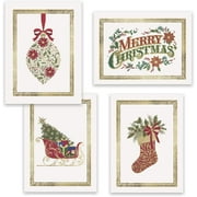 Masterpiece Studios 16-Count Boxed Assorted Christmas Cards, 4 each of 4 Different Designs, 6.25" x 4.62", Traditions
