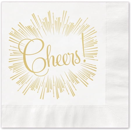 Masterpiece Studios 20-Count Gold Foil Party Napkins, Cheers!