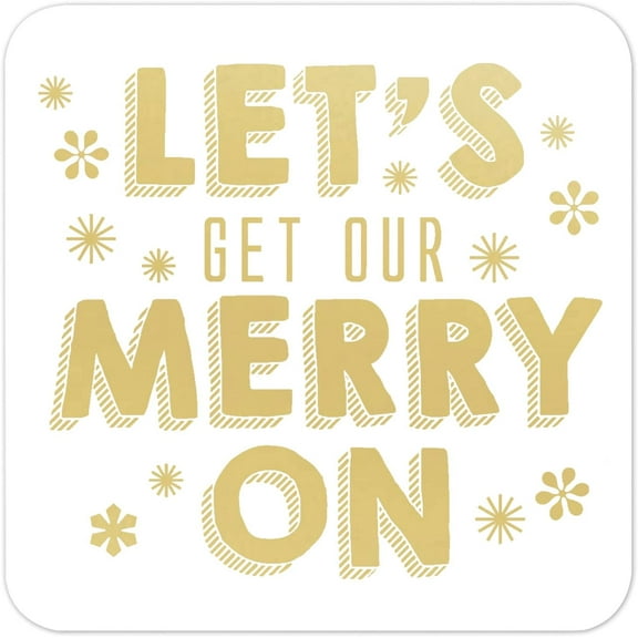 Masterpiece Studios 8-Count Gold Foil Party Coasters, Get our Merry On