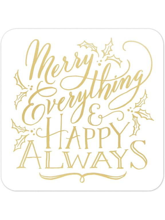 8-Count Gold Foil Party Coasters, Merry Everything