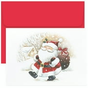 Masterpiece Studios Happy Santa Holiday Brights Collection 16-Count Boxed Christmas Cards with Envelopes, 7.8 x 5.6