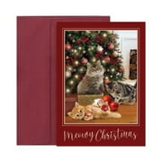 Masterpiece Studios Holiday Collection 16-Count Boxed Christmas Cards with Envelopes, 5.6" x 7.8", Purrfectly Merry (977500)