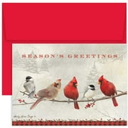 Masterpiece Studios Holiday Collection 16-Count Boxed Christmas Cards with Envelopes, Cardinals and Chickadees, 7.87" x 5.62" (930100)
