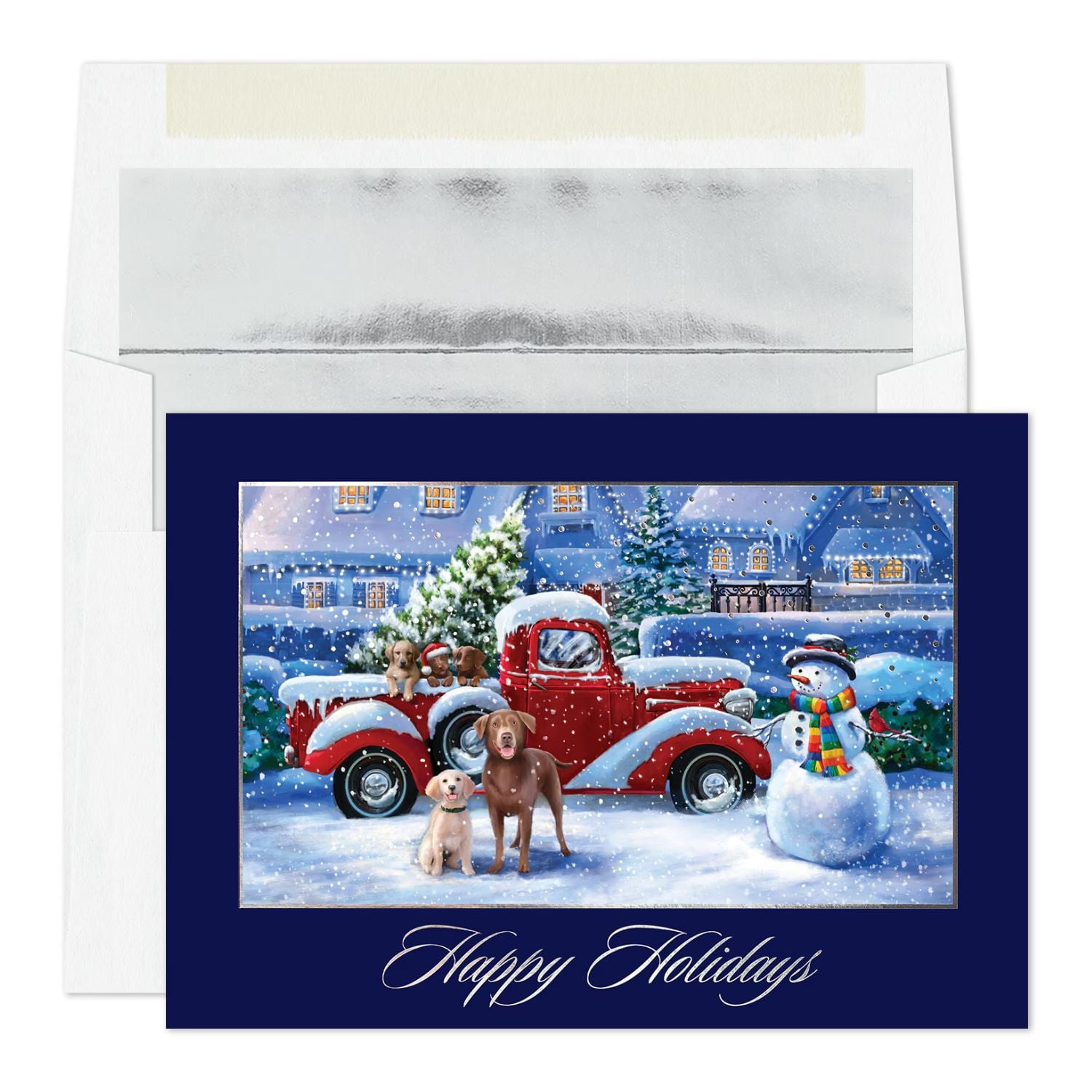 Masterpiece Studios Holiday Collection 16-Count Boxed Christmas Cards with Foil-Lined Envelopes, 5.6" x 7.8", Home for Christmas (979600), red