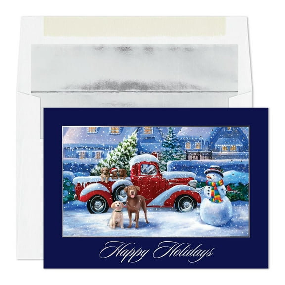 Masterpiece Studios Holiday Collection 16-Count Boxed Christmas Cards with Foil-Lined Envelopes, 5.6" x 7.8", Home for Christmas (979600), red