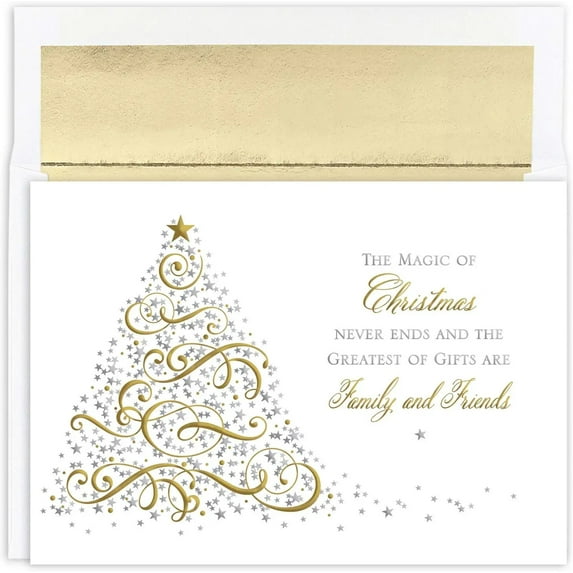 Masterpiece Studios Holiday Collection 16-Count Boxed Christmas Cards with Foil-Lined Envelopes, 7.8" x 5.6", Magic of Christmas (927300)