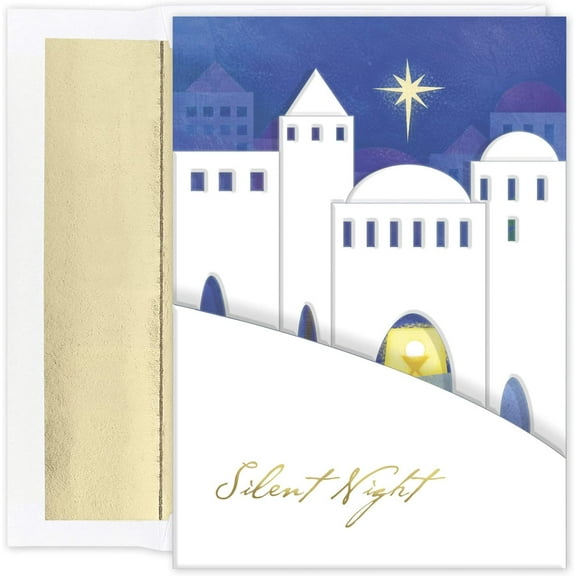 Masterpiece Studios Holiday Collection 16-Count Boxed Religious Christmas Cards With Foil-Lined Envelopes, 7.8" x 5.6", Bethlehem Star