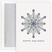 Masterpiece Studios Holiday Collection 18-Count Boxed Christmas Cards With Foil-Lined Envelopes, 7.8" x 5.6", Embossed Ornate Silver Snowflake (936200)