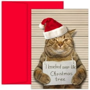 Masterpiece Studios Holiday Collection 18-Count Boxed Christmas Cards with Envelopes, 7.8" x 5.6", Bad Cat (915900)