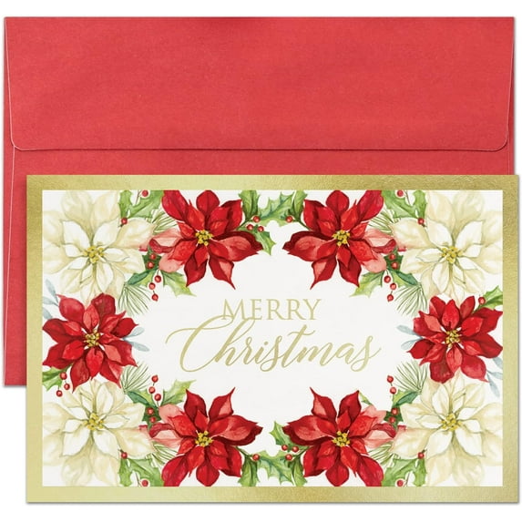 Masterpiece Studios Holiday Collection Petite Cards 16 Cards/Envelopes, Floral Tradition, 4" x 6" (955900)