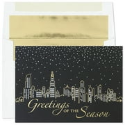 Masterpiece Studios Holiday Collection Premium Cards 15 Cards/Foil-Lined Envelopes, City Greetings, 5.6" x 7.8"