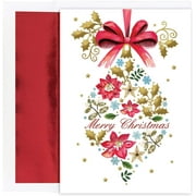 Masterpiece Studios Holiday Collection 15-Count Boxed Embossed Christmas Cards with Foil-Lined Envelopes, 7.8" x 5.6", Antique Christmas (898700)