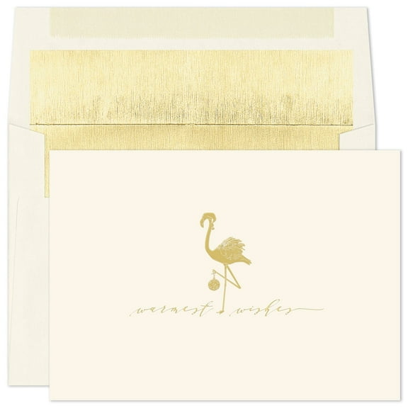 Masterpiece Studios Warmest Wishes 16-Count Christmas Cards, Golden Flamingo, 7.87" x 5.62" (966400)
