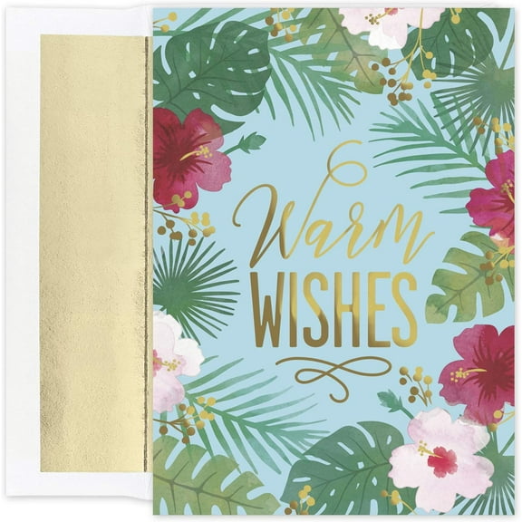 Masterpiece Studios Warmest Wishes 18-Count Boxed Holiday Cards With Foil-Lined Envelopes, 7.8" x 5.6", Palm Wishes (939000)