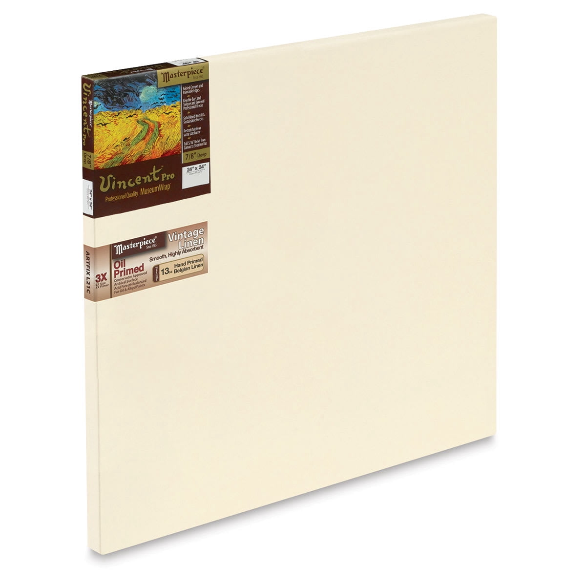 Masterpiece Vincent Pro Artfix Linen Canvas - 24" x 24", Oil Primed