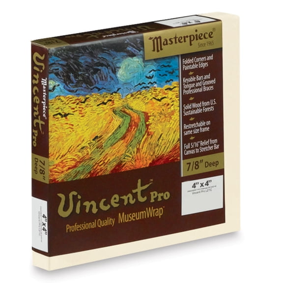 Masterpiece Vincent Pro Artfix Linen Canvas - 4" x 4", Oil Primed