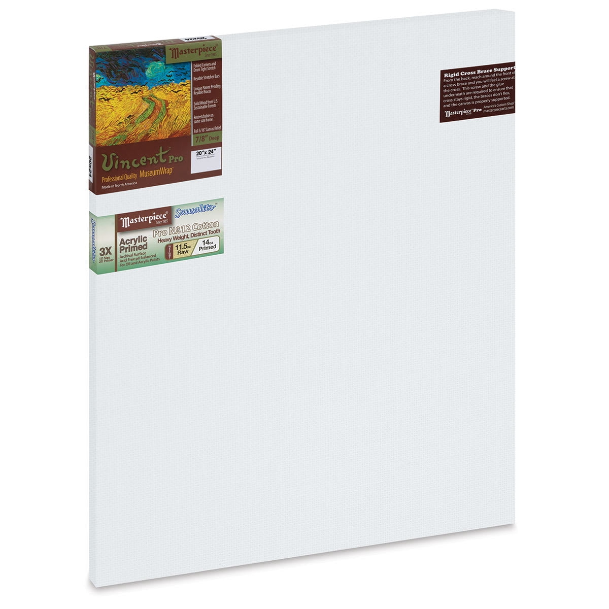 Masterpiece Vincent Pro Sausalito Cotton Canvas - 20" x 24", Acrylic Primed