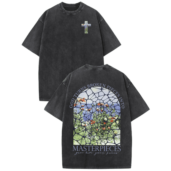 Masterpieces Faith Tee Christian T-Shirt Short Sleeve Round Neck Soft Cotton Comfort Fit Colors Black S-2XL Plus Size