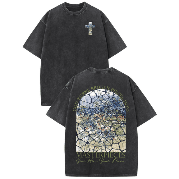 Masterpieces Faith Tee Christian T-Shirt Short Sleeve Round Neck Soft Cotton Comfort Fit Colors Black S-2XL Plus Size