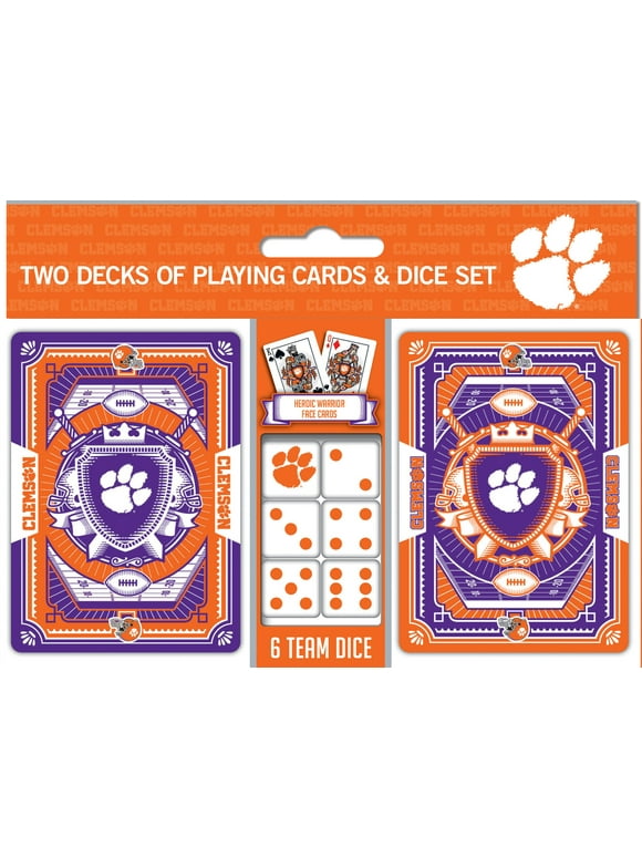 Masterpieces Officially Licensed NCAA Clemson Tigers 2-Pack Playing cards & Dice set for Adults