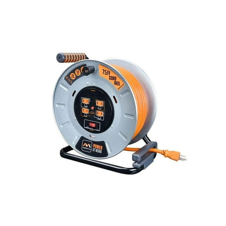 Masterplug 100' Heavy Duty Extension Cord Reel with Wall Mounting
