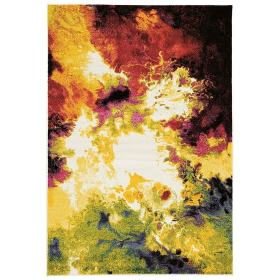Masters Colorvolcano Ivory Rug 5x7.6 Artistic Design Easy Care Polypropylene