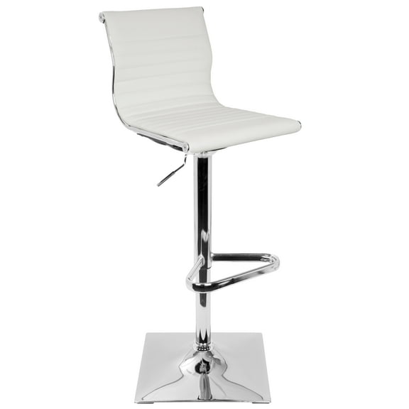 Masters Contemporary Adjustable Swivel Stool in White Faux Leather - Adjustable Height - Indoor Use - Modern Elegance